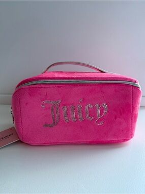Juicy Couture Hot Pink Velvet Rhinestone Logo Cosmetic/Makeup Brush Pouch